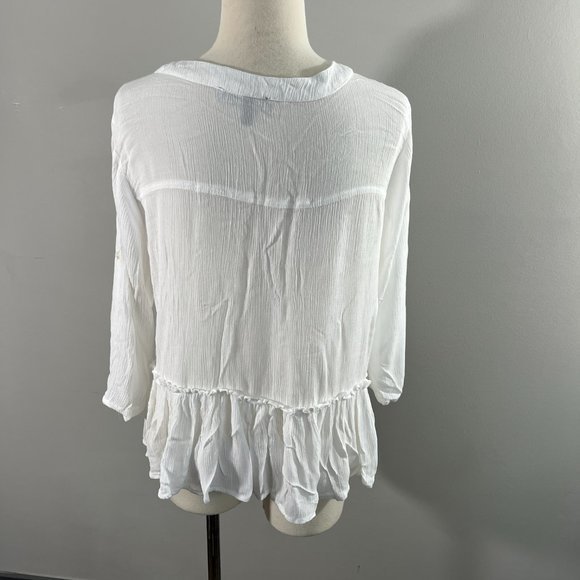 DEREK HEART White‎ Button Down Bohemian Shirt (S) - Picture 4 of 8